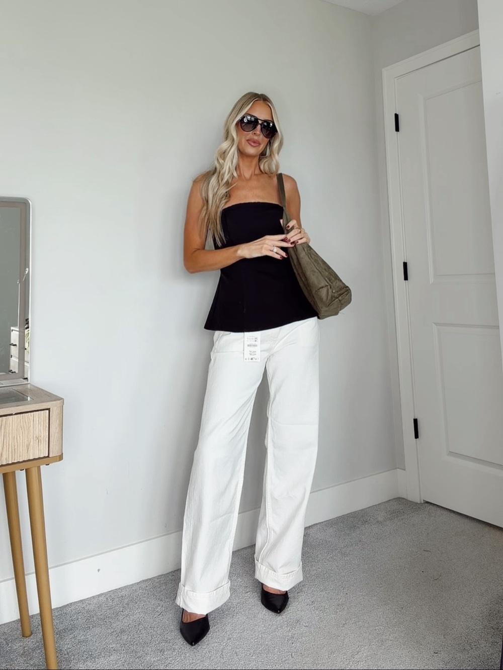 Petal & Pup Strapless Black Peplum Top